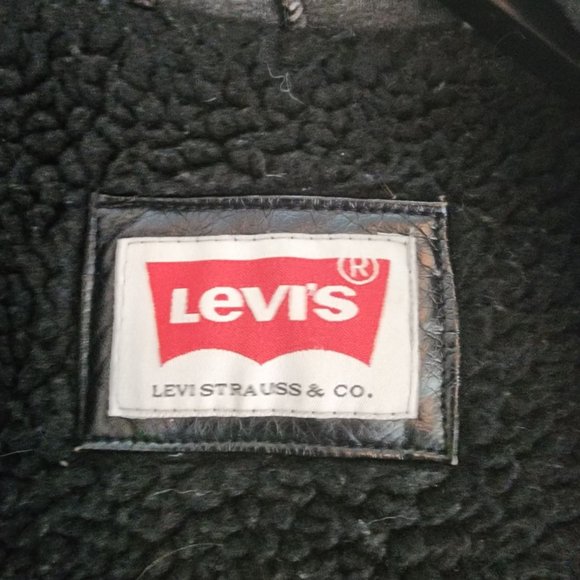 Levi's Faux Leather Trucker with Jersey Hood and Fleece Lining XL - Picture 5 of 6